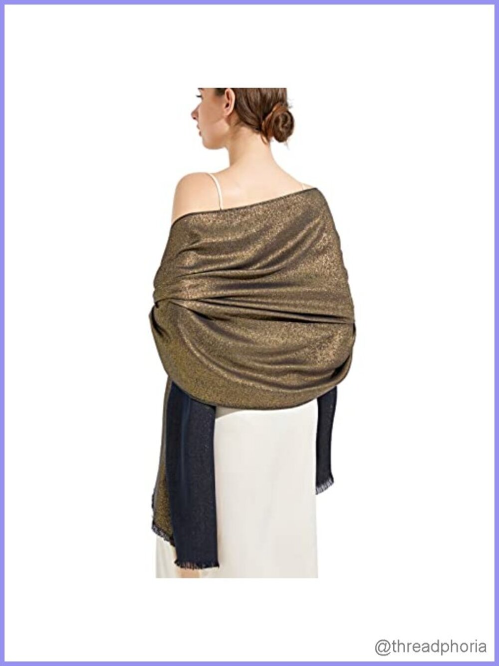 Metallic Pashmina Shawl Wrap Scarf for Evening Party Bridal Wedding Formal